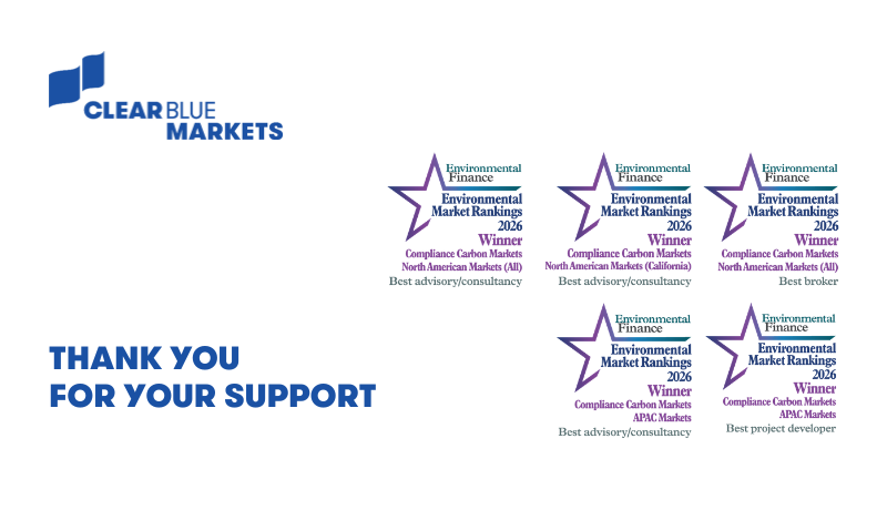 ClearBlue Markets Recognized in Environmental Finance’s 2026 Environmental Markets Rankings